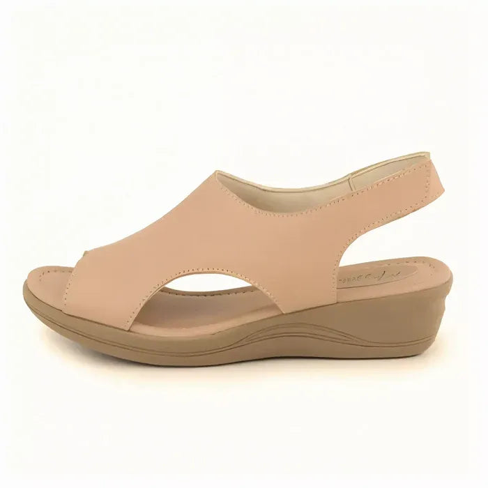 Sandália ortopédica feminina nude vista lateral
