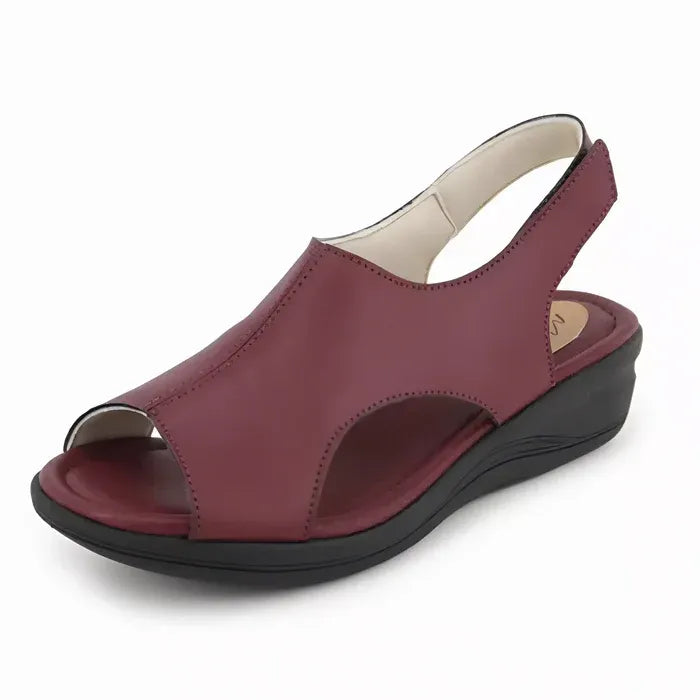 Sandália ortopédica feminina vinho vista frontal