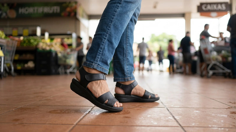sandália antiderrapante feminina com solado firme para caminhar com segurança na rotina