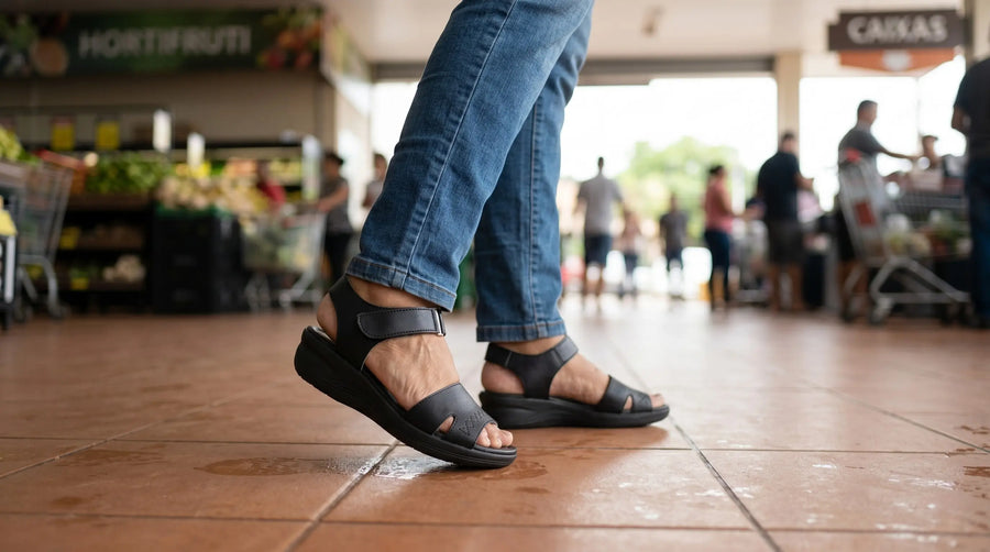 sandália antiderrapante feminina com solado firme para caminhar com segurança na rotina