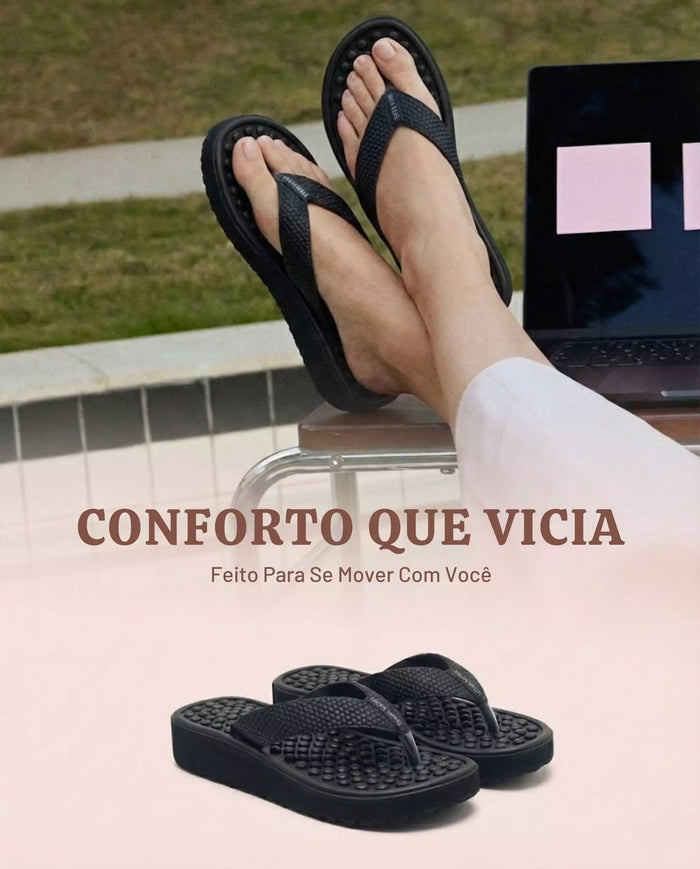 Post da PéVita com chinelo de dedo ortopédico feminino em estilo casual