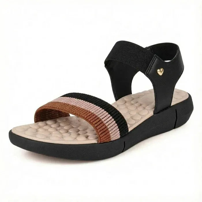 Sandália ortopédica feminina Aurora preta vista frontal